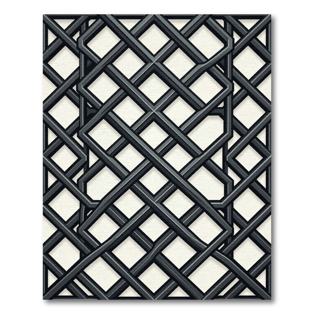 Charcoal Geometric Lattice Interlocking Grid Rug