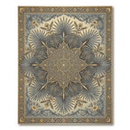 Ornate Gold and Gray Floral Medallion Rug