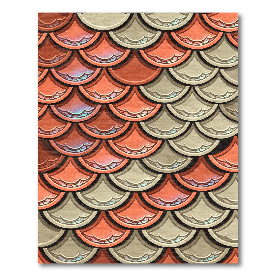 Terracotta and Sand Layered Scallop Scale Rug