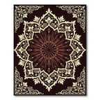 Dark Brown Victorian Floral Medallion Rug