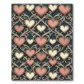 Vintage Ornate Pink Heart Scroll Rug