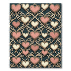 Vintage Ornate Pink Heart Scroll Rug