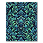 Ornate Teal Emerald Scrollwork Rug