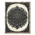 Ornate Charcoal Gold Floral Damask Medallion Rug