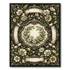 Elegant Vintage Cream Floral Scroll Frame Rug