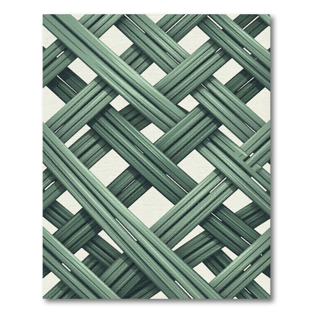 Sage Green Interlocking Woven Lattice Rug