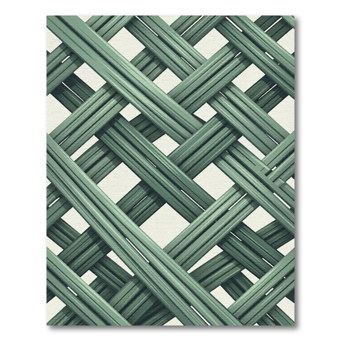 Sage Green Interlocking Woven Lattice Rug