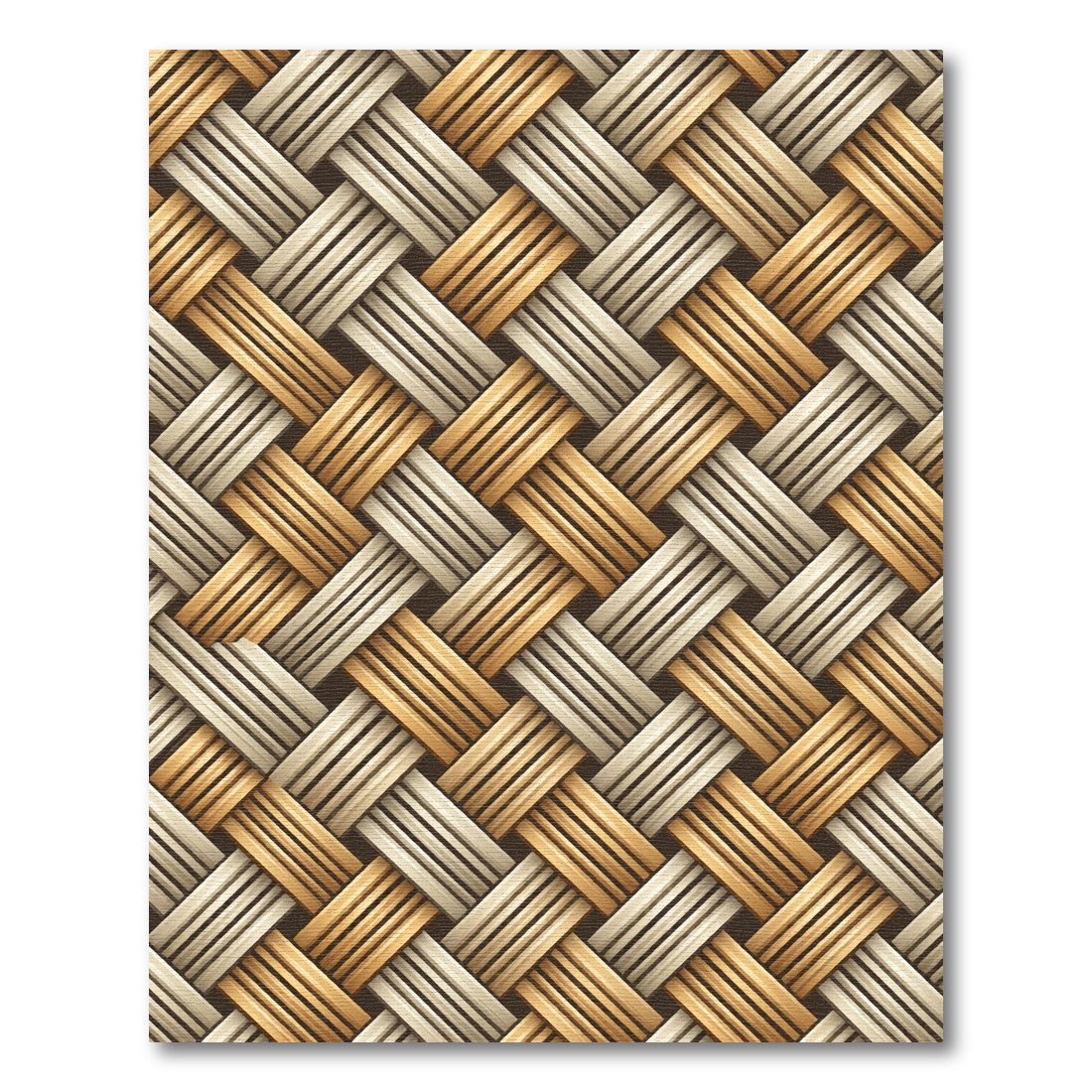 Woven Tan Beige Geometric Interlace Rug