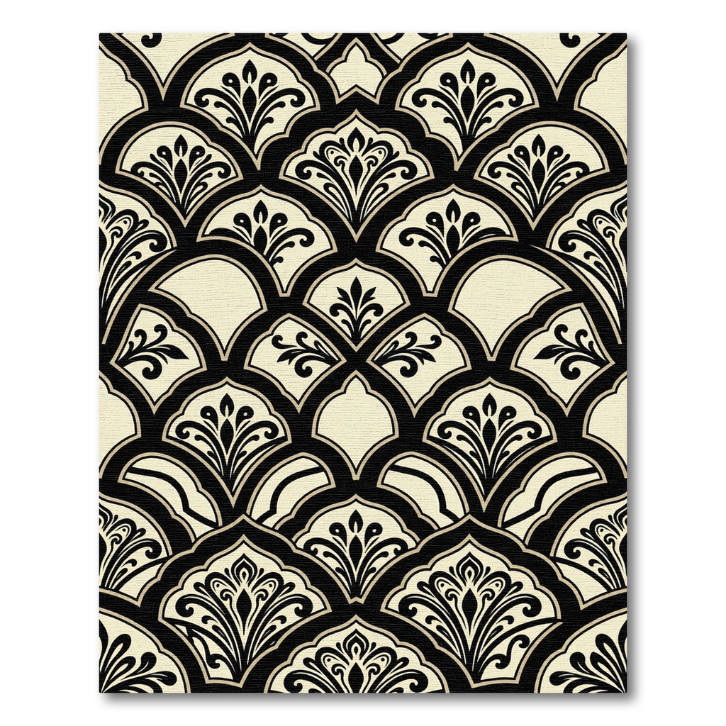 Black and Cream Art Deco Fan Rug