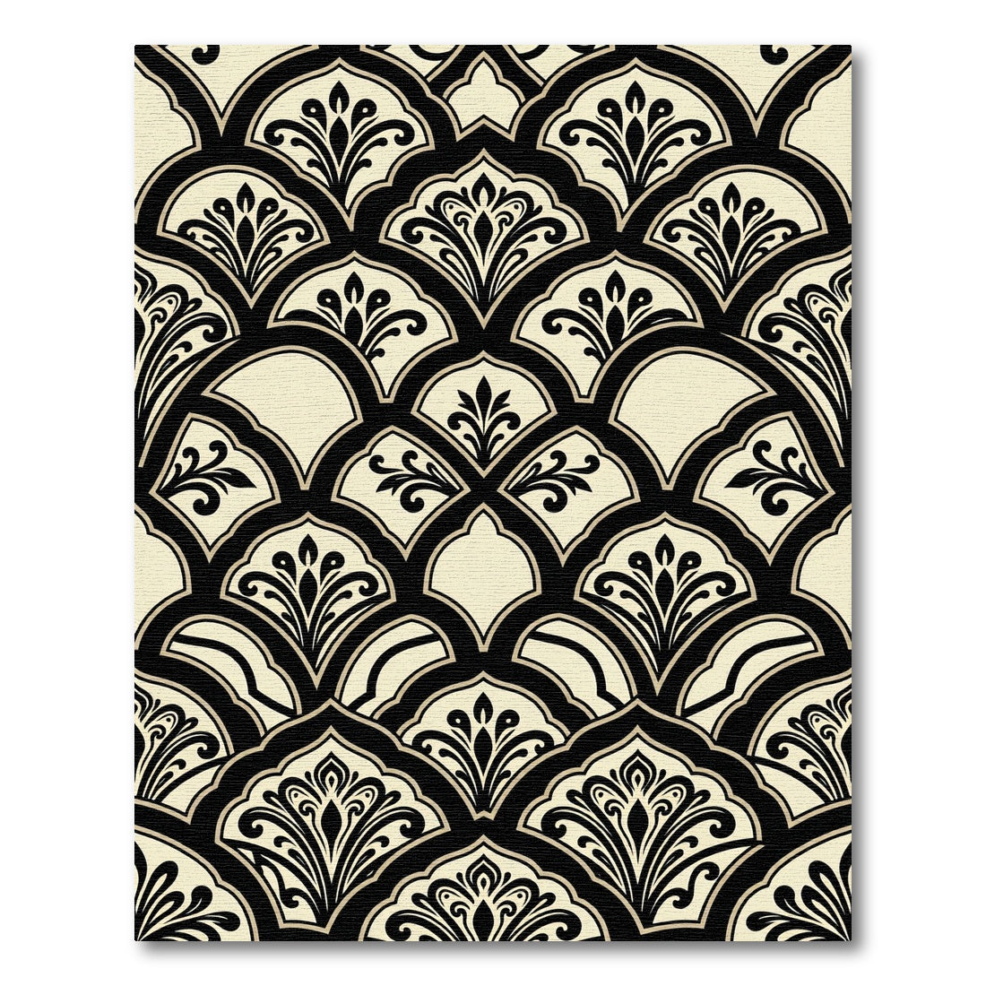 Black and Cream Art Deco Fan Rug