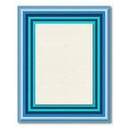 Layered Blue And Cream Geometric Rug