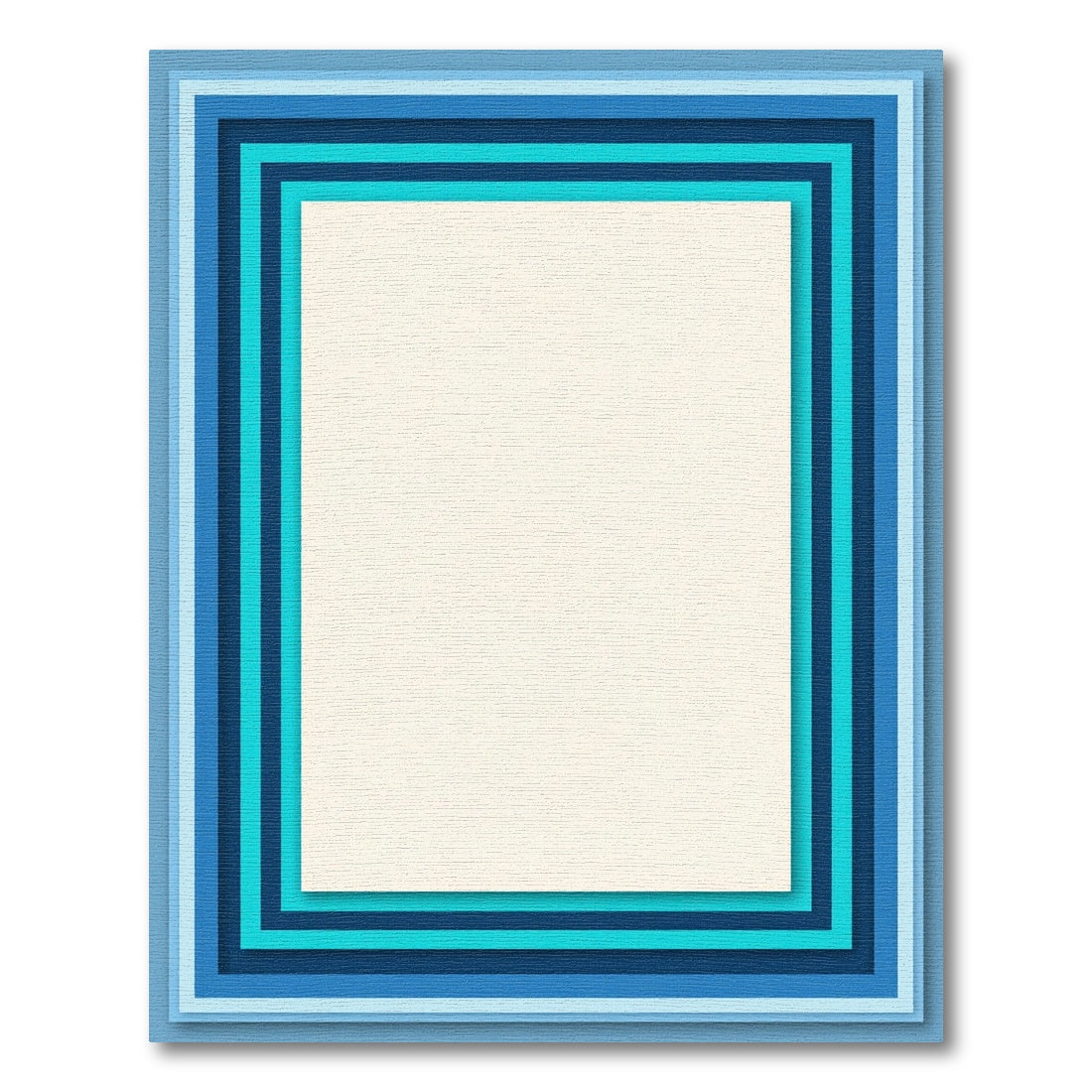Layered Blue And Cream Geometric Rug