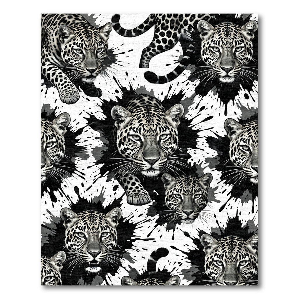 Monochromatic Leopard Ink Splatter Rug