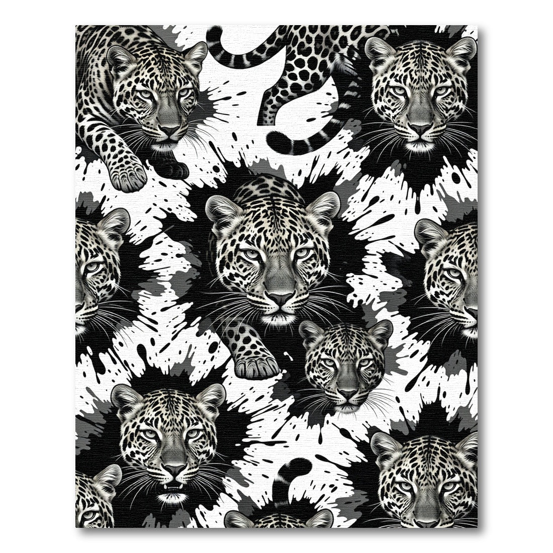 Monochromatic Leopard Ink Splatter Rug