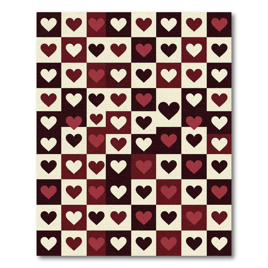 Checkerboard Crimson Heart Squares Rug