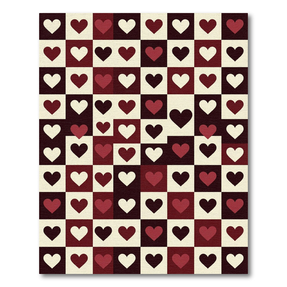 Checkerboard Crimson Heart Squares Rug
