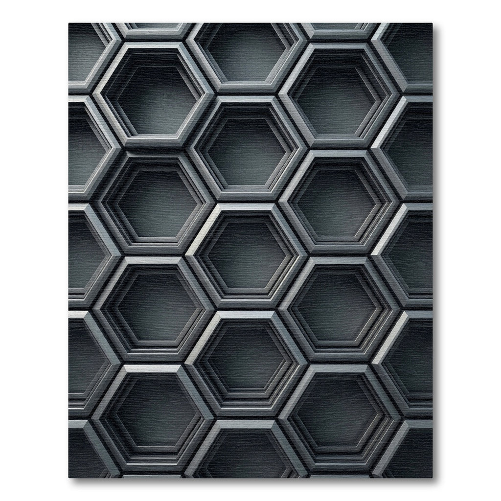 Metallic Gray Geometric Honeycomb Texture Rug