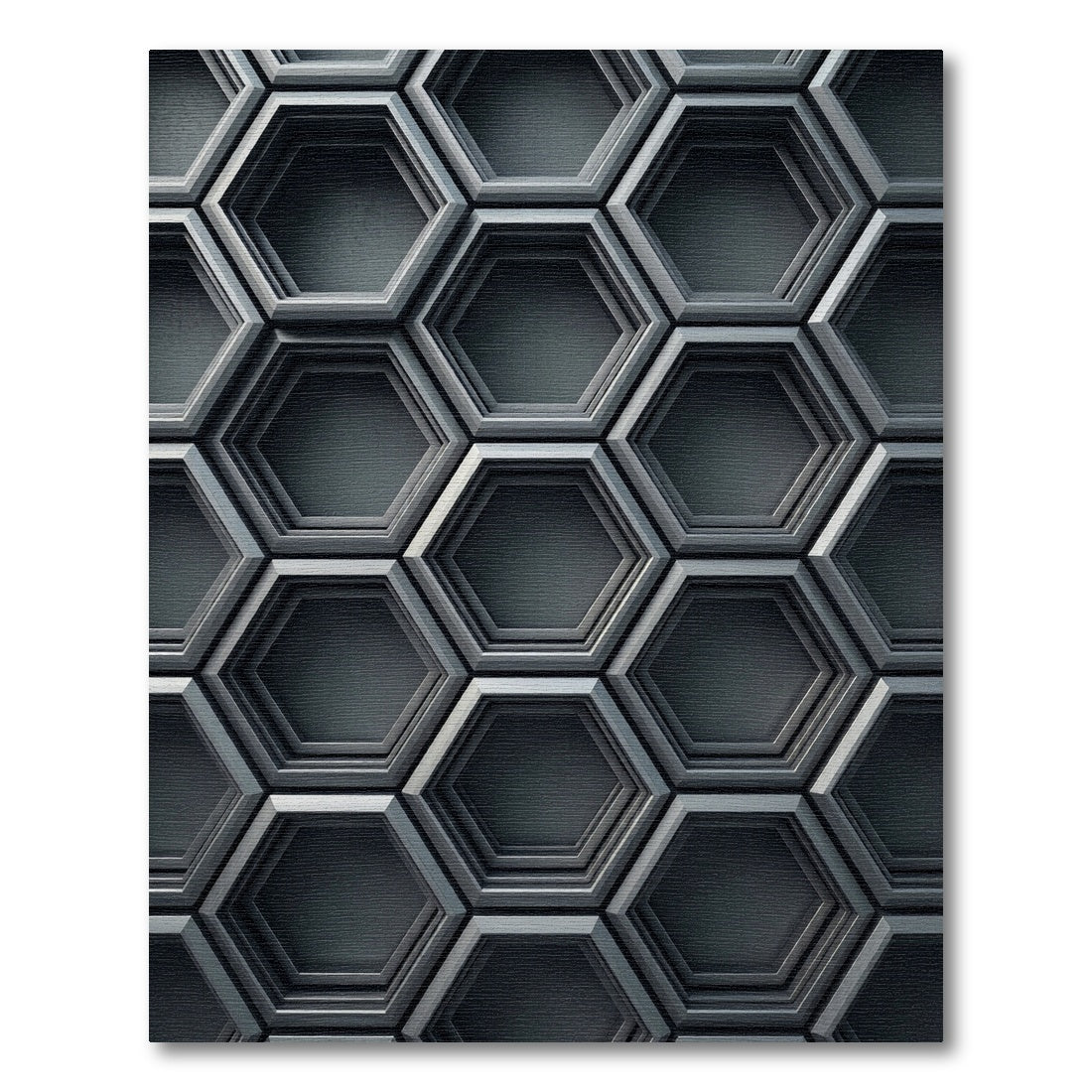 Metallic Gray Geometric Honeycomb Texture Rug