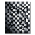 Monochromatic 3D Metallic Cubic Illusion Rug