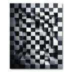 Monochromatic 3D Metallic Cubic Illusion Rug