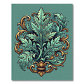 Elegant Teal and Gold Acanthus Filigree Rug