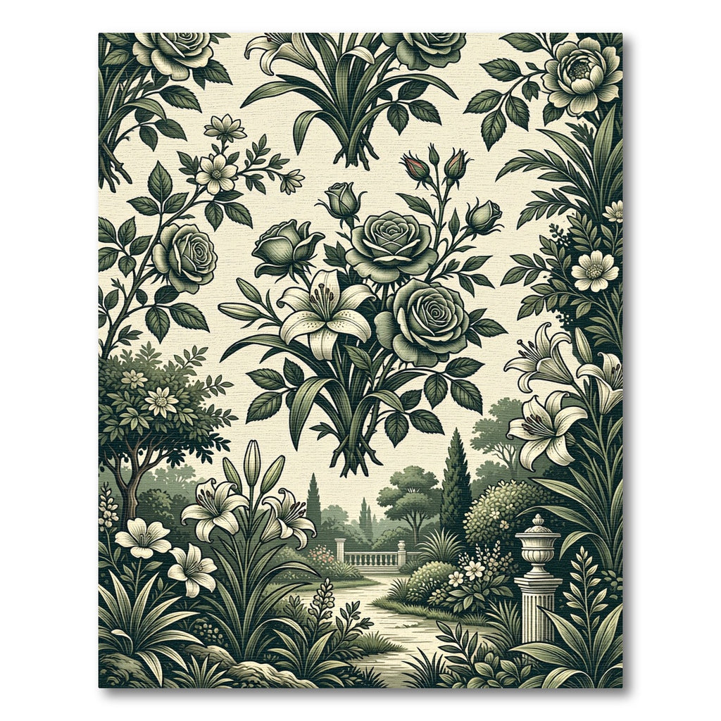 Vintage Botanical Rose and Lily Garden Rug