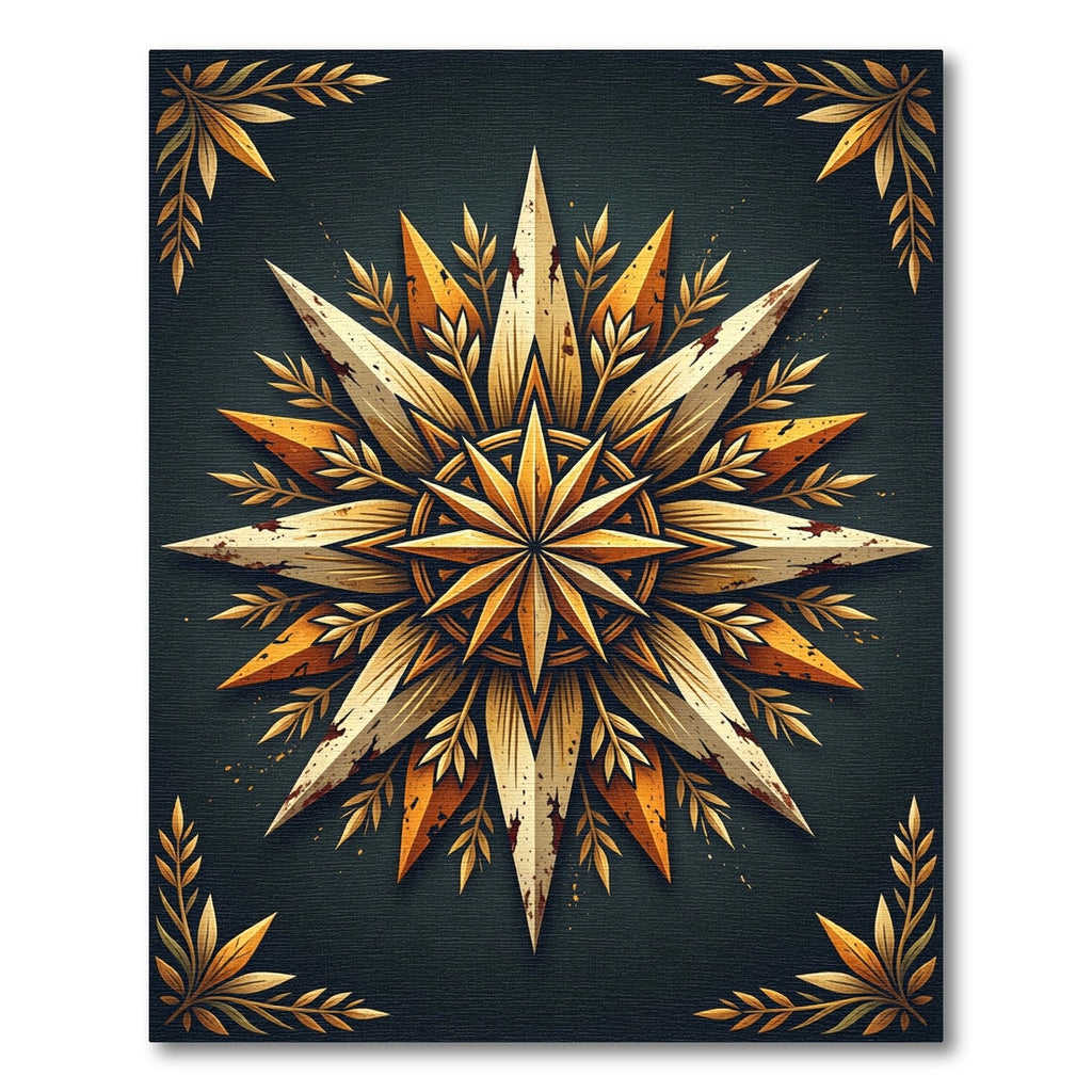 Gilded Starburst Medallion with Laurel Foliage Rug