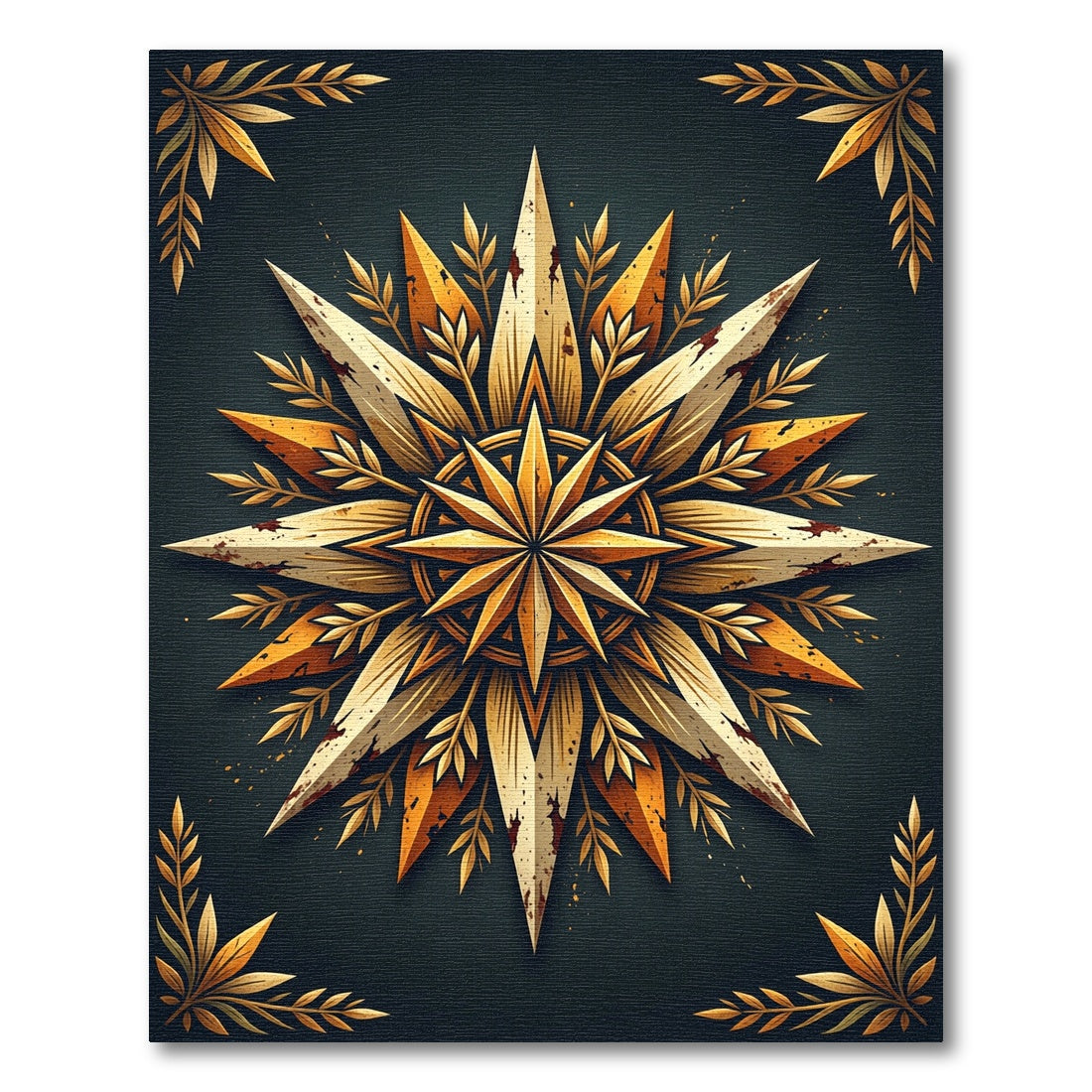 Gilded Starburst Medallion with Laurel Foliage Rug