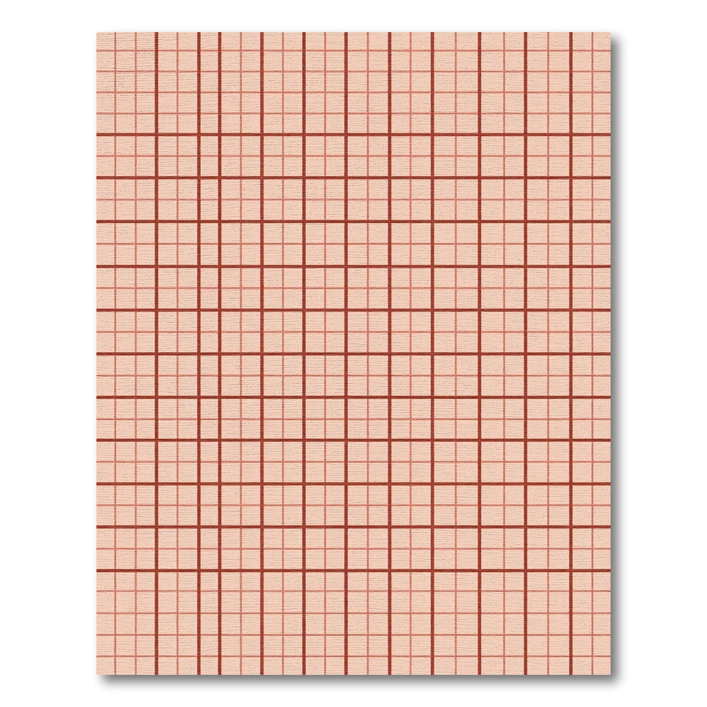 Salmon Pink Grid Geometric Rug