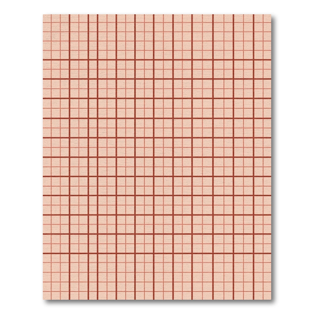 Salmon Pink Grid Geometric Rug
