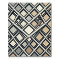 Modern Neutral Geometric Interlocking Grid Rug