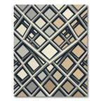 Modern Neutral Geometric Interlocking Grid Rug