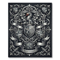 Ornate Silver Griffin Crest Emblem Rug
