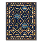 Golden Fish and Paw Botanical Medallion Rug