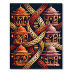 Red Gold Pagoda Lattice Tapestry Rug