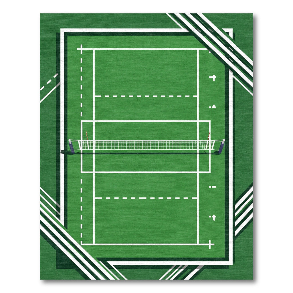 Modern Green Court Lines Abstract Rug