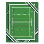 Modern Green Court Lines Abstract Rug