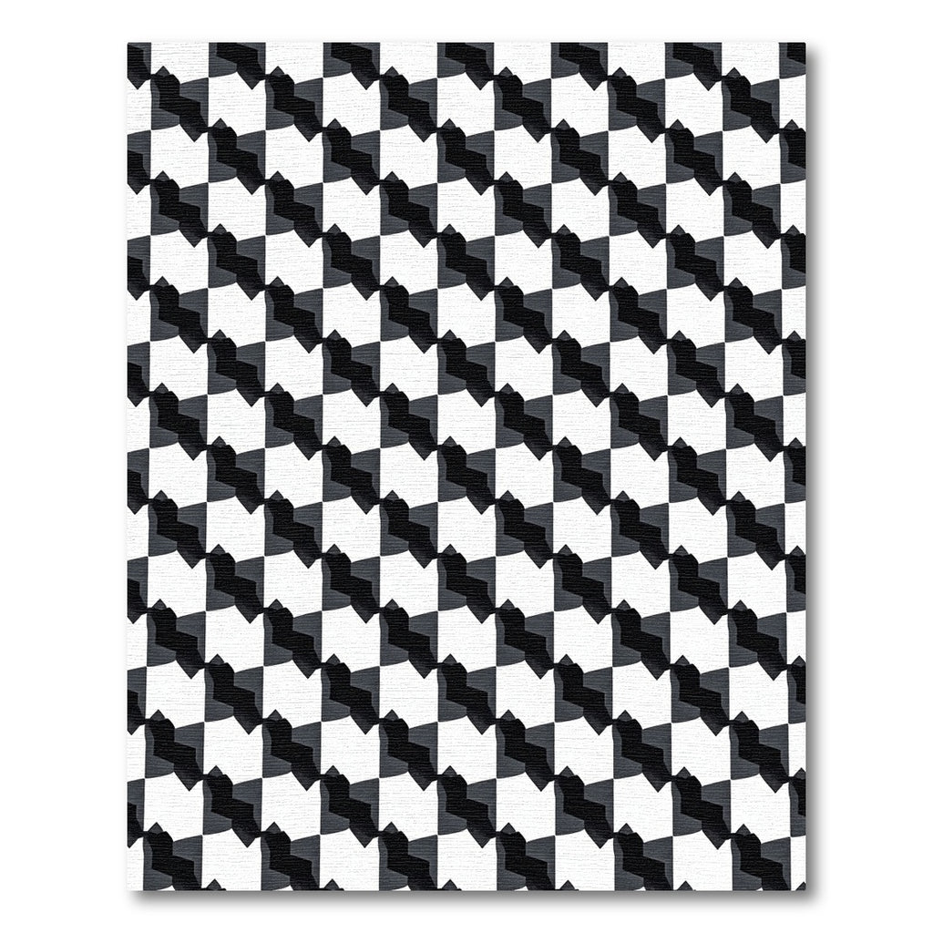 Monochromatic Cubist Chessboard Illusion Rug