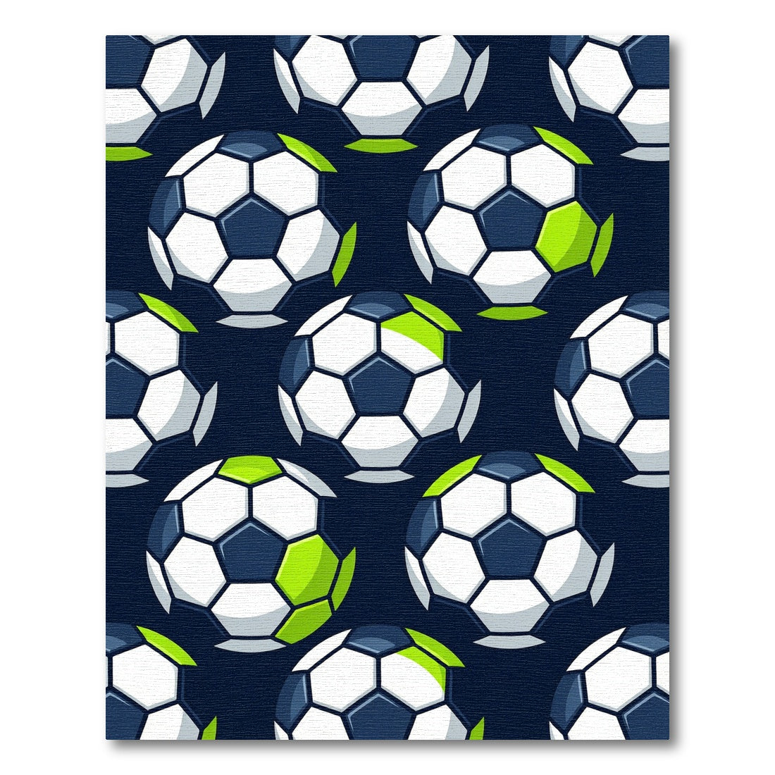 Graphic Soccer Ball Hexagon Navy Lime Rug