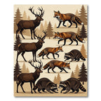 Rustic Forest Wildlife Animal Scene Rug