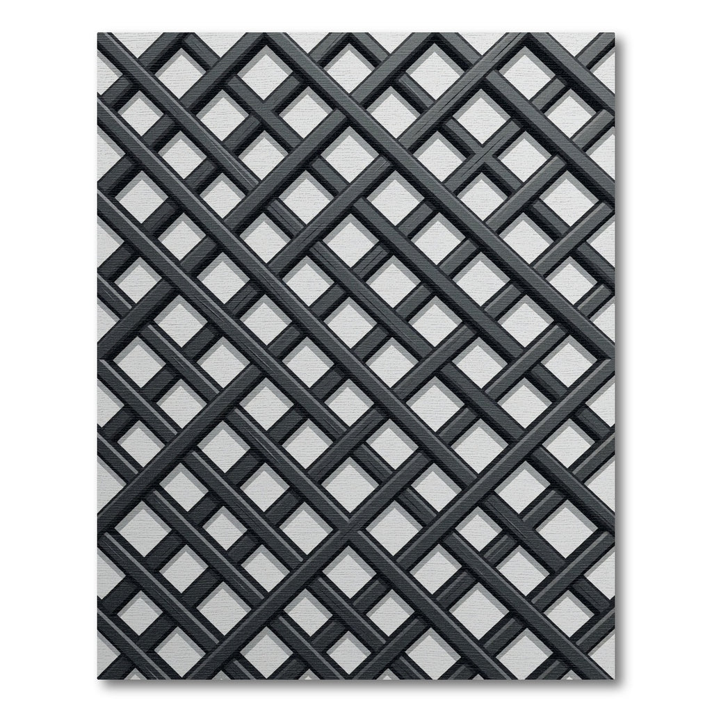 Modern Charcoal Black Geometric Lattice Rug