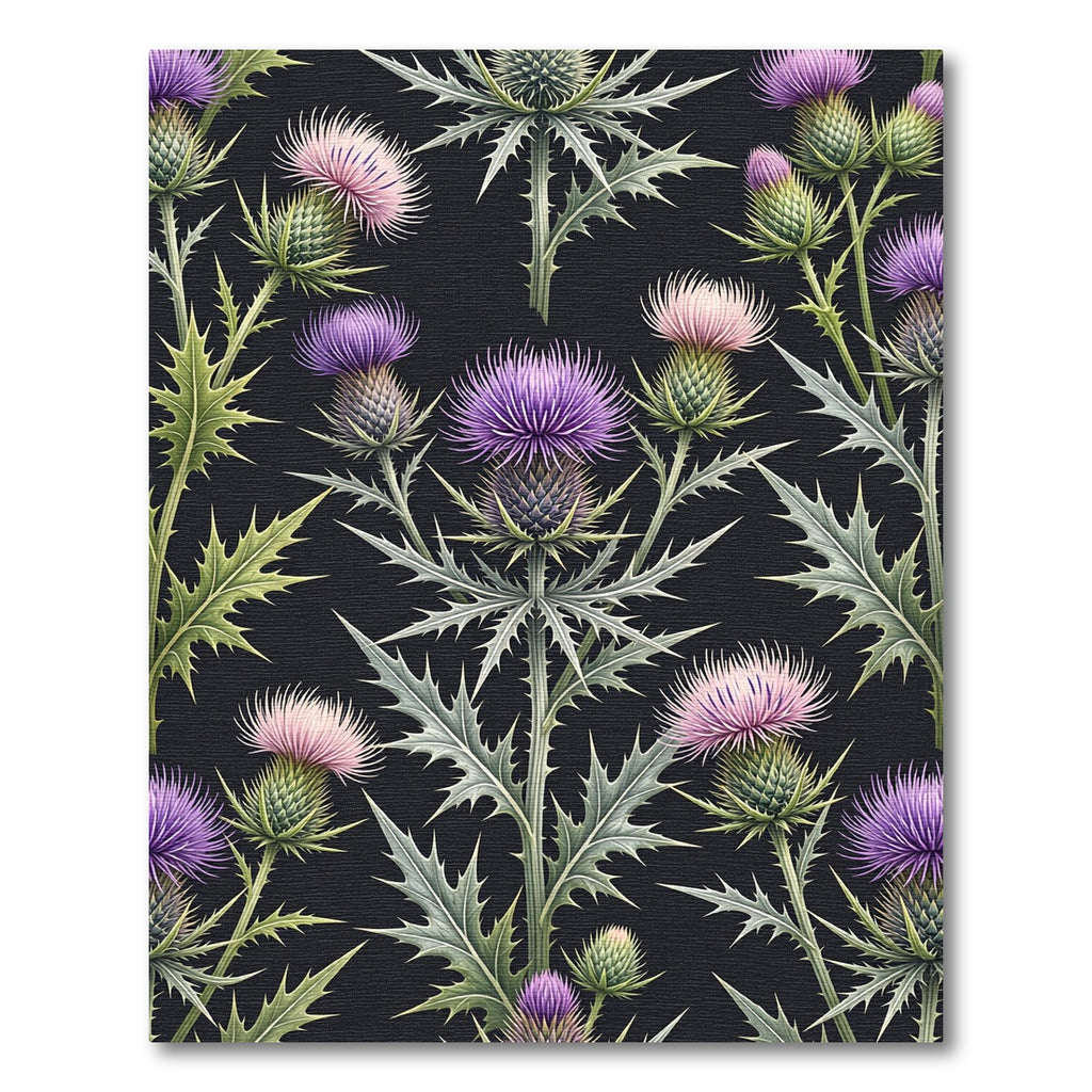 Gothic Violet Thistle Floral Garden Rug