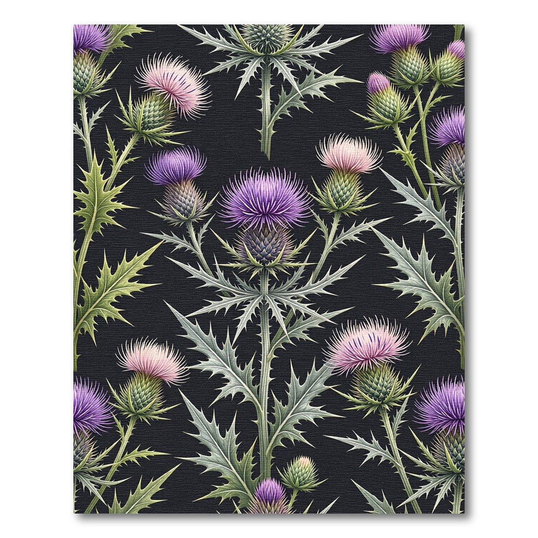 Gothic Violet Thistle Floral Garden Rug