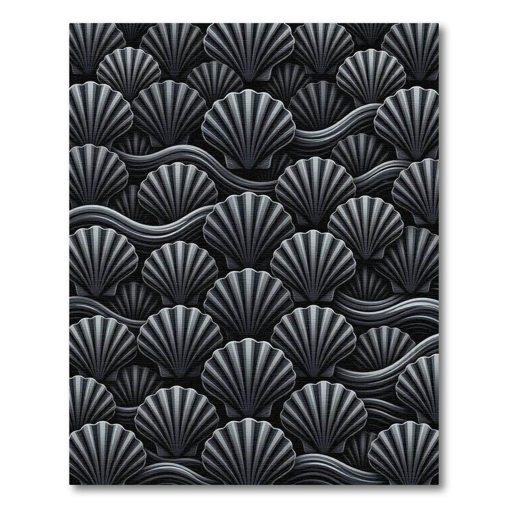 Dark Gray Scallop Wave Arrangement Rug