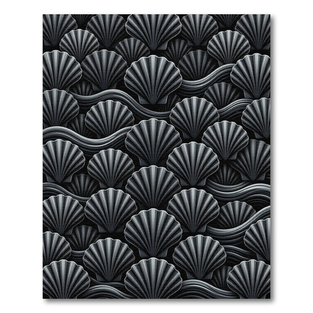 Dark Gray Scallop Wave Arrangement Rug