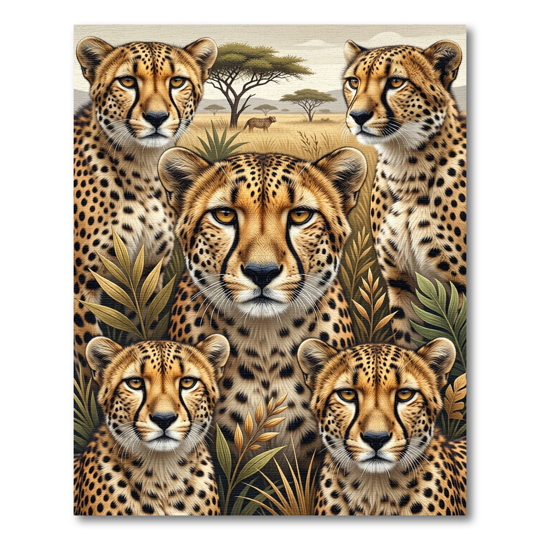 Majestic Gold Cheetah Savannah Portraits Rug