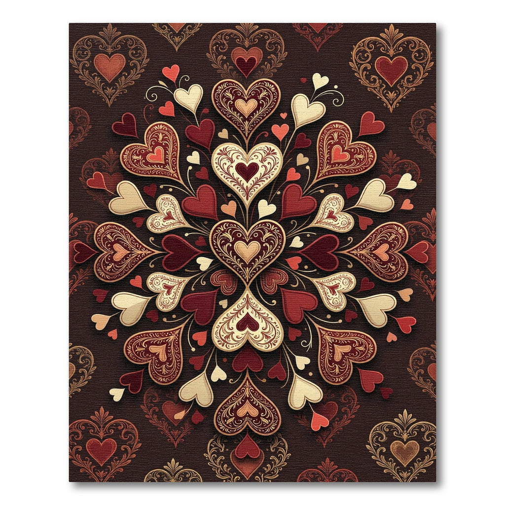 Rich Red Vintage Heart Medallion Rug