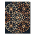 Ornate Octagonal Floral Black Gold Rug