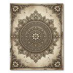 Vintage Beige Ornamental Floral Medallion Rug
