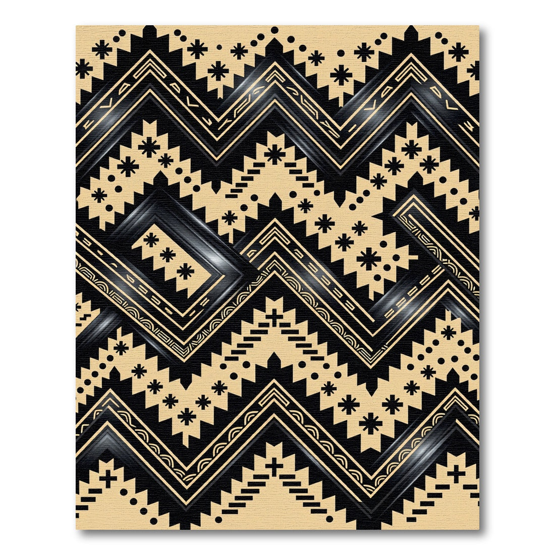 Geometric Black and Gold Chevron Tapestry Rug